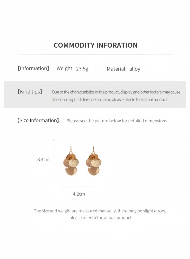 Gold round fillet fringe earrings" - Image 3