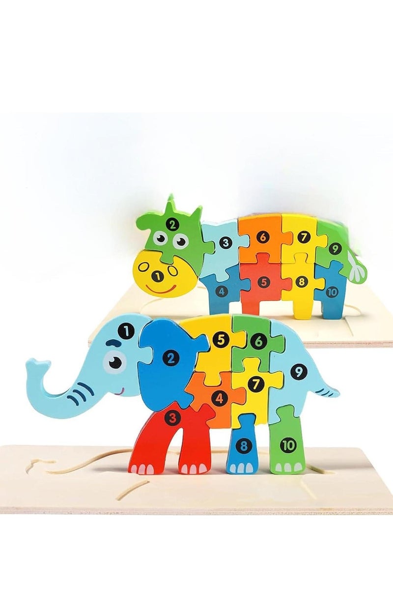 2 Pack Animal Puzzles for Boys and Girls 3-5 Years Old, Wooden Toys, Montessori Toys, Ideal Gift for Kids - Image 1