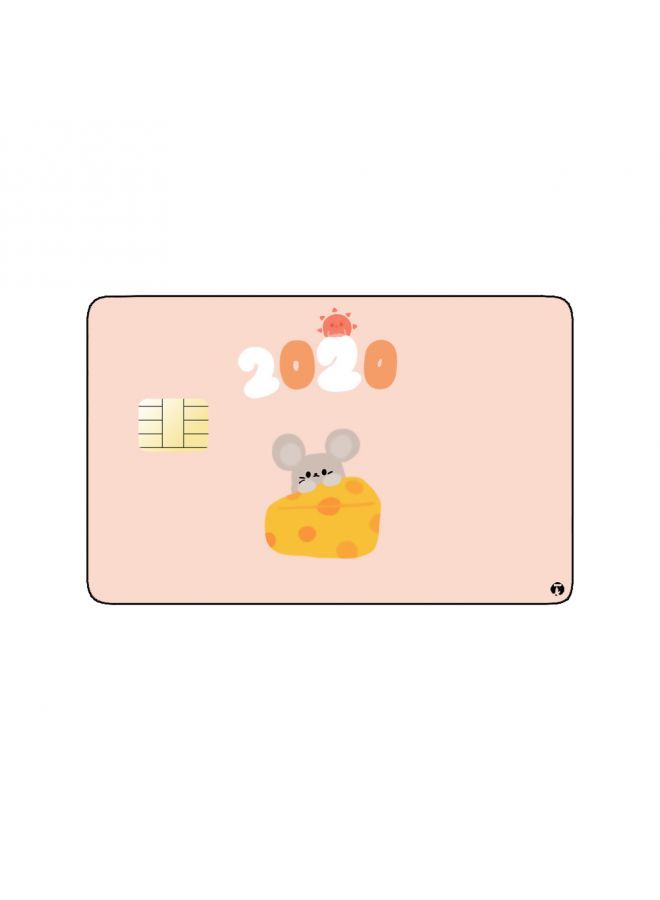 RKN PRINTED BANK CARD STICKER Cute Mouse Drawing With Cheese - Image 1