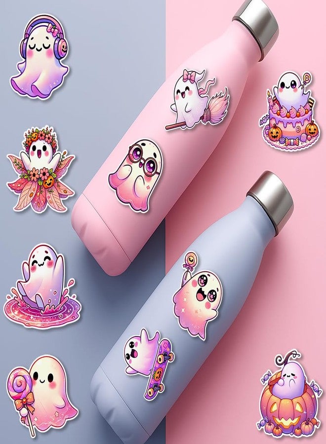 Auconda 100 PCS Pink Halloween Ghost Theme Vinyl Stickers, Cute Ghost Decorative Stickers for Parties, Suitable for Children, Teens, and Adults, Ideal for Water Bottles, Laptops, and Cups - Image 3