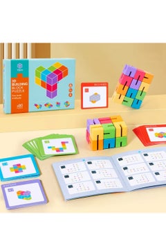 Generic Kid Wooden Game,3D Space Building Block Puzzle Brain developmental toy for Kid 3,4,5,6,7,8+ Year old Boy Girl Children,STEM Gift Educational Toy Age 3-5,4-8,Sensory Montessori Toy&80 Pattern  - Image 1