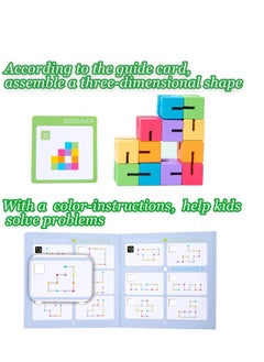Generic Kid Wooden Game,3D Space Building Block Puzzle Brain developmental toy for Kid 3,4,5,6,7,8+ Year old Boy Girl Children,STEM Gift Educational Toy Age 3-5,4-8,Sensory Montessori Toy&80 Pattern  - Image 5
