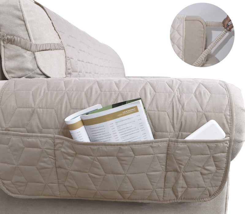 Ameritex Waterproof Nonslip Recliner Cover Christmas Decor Stay in Place, Dog Couch Recliner Cover Furniture Protector for Pets and Kids (Beige, 23'') - Image 4