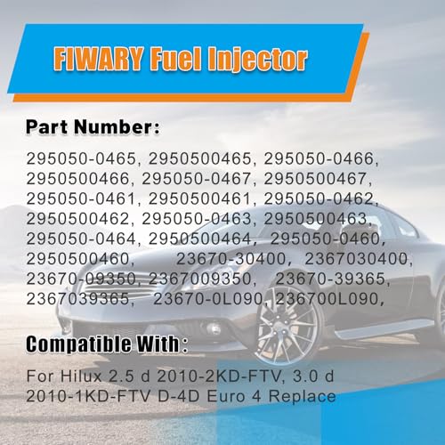 FIWARY 23670-0L020 Common Rail Fuel Injector for Toyota Hiace Hilux Fortuner Prado 2.5L 2KD-FTV 3.0L 1KD-FTV Direct Fit OE Replacement Replaces 23670-30400 - Image 2