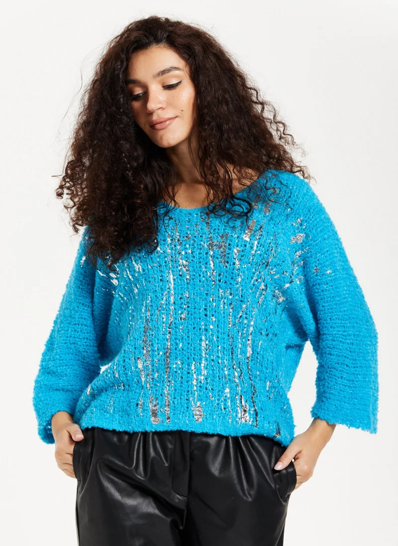 Liquorish Knit Jumper Metallic Detail