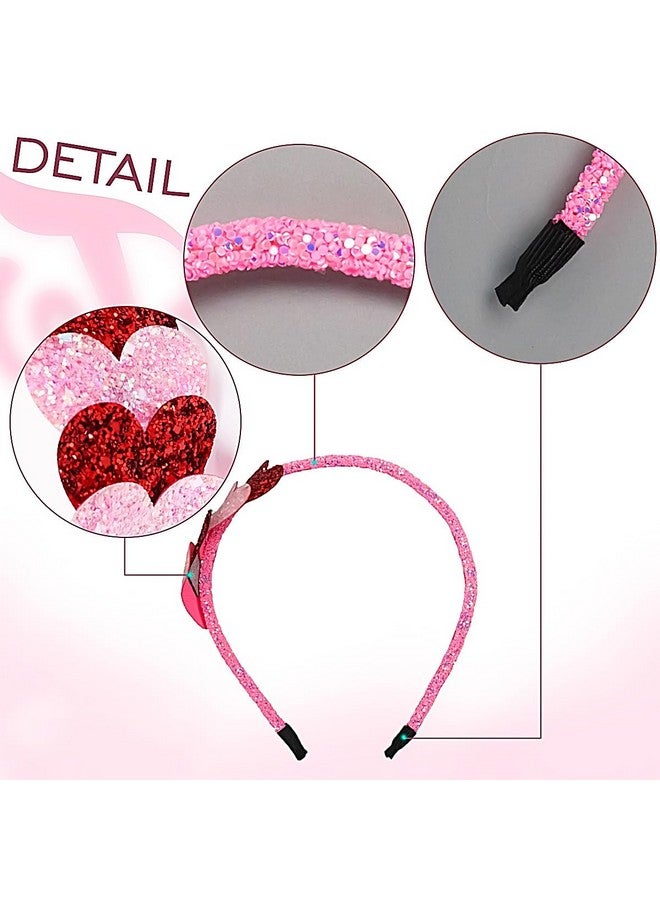 Doneace Valentine'S Day Heart Headband Hair Band Glitter Hair Hoop Red And Pink Sequins Hair Accessories Headdress For Women Girls Valentine'S Day New Year Wedding Birthday Party Gift - Image 2