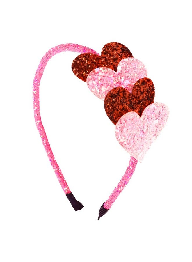 Doneace Valentine'S Day Heart Headband Hair Band Glitter Hair Hoop Red And Pink Sequins Hair Accessories Headdress For Women Girls Valentine'S Day New Year Wedding Birthday Party Gift - Image 1
