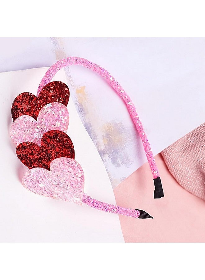 Doneace Valentine'S Day Heart Headband Hair Band Glitter Hair Hoop Red And Pink Sequins Hair Accessories Headdress For Women Girls Valentine'S Day New Year Wedding Birthday Party Gift - Image 3