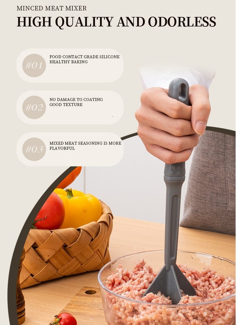 New kitchen mixing meat cutter grinder minced meat pounder meat grinder manual meat chopper handheld household chopper fruit manual rice mixing grinding shovel pounding stirring rod multi-function mixer  - Image 1