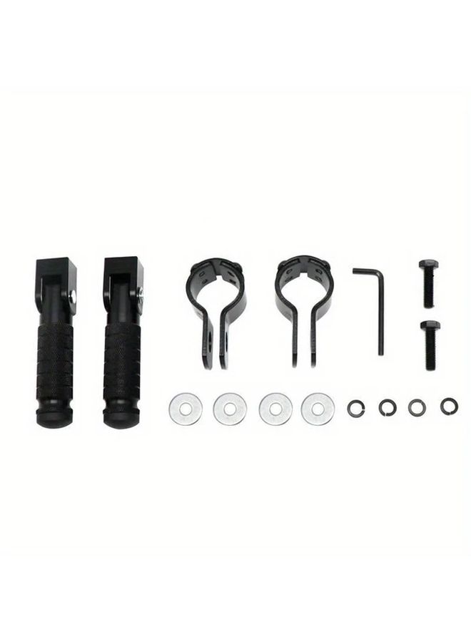 Black Foldable CNC Aluminum Footrest Pedals Adjustable 8mm For Motorcycles Mopeds Scooters Karts Ergonomic Easy Install Enhanced Stability - Image 5