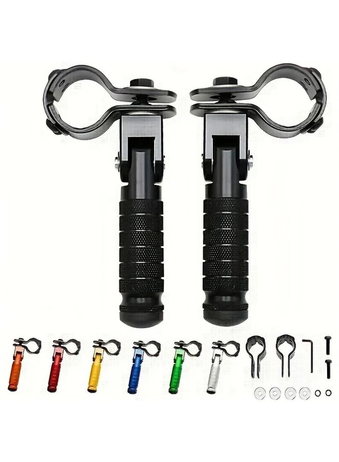 Black Foldable CNC Aluminum Footrest Pedals Adjustable 8mm For Motorcycles Mopeds Scooters Karts Ergonomic Easy Install Enhanced Stability - Image 1