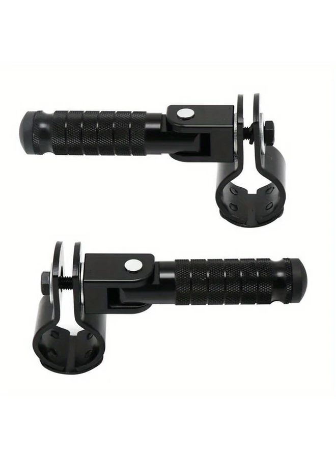 Black Foldable CNC Aluminum Footrest Pedals Adjustable 8mm For Motorcycles Mopeds Scooters Karts Ergonomic Easy Install Enhanced Stability - Image 4