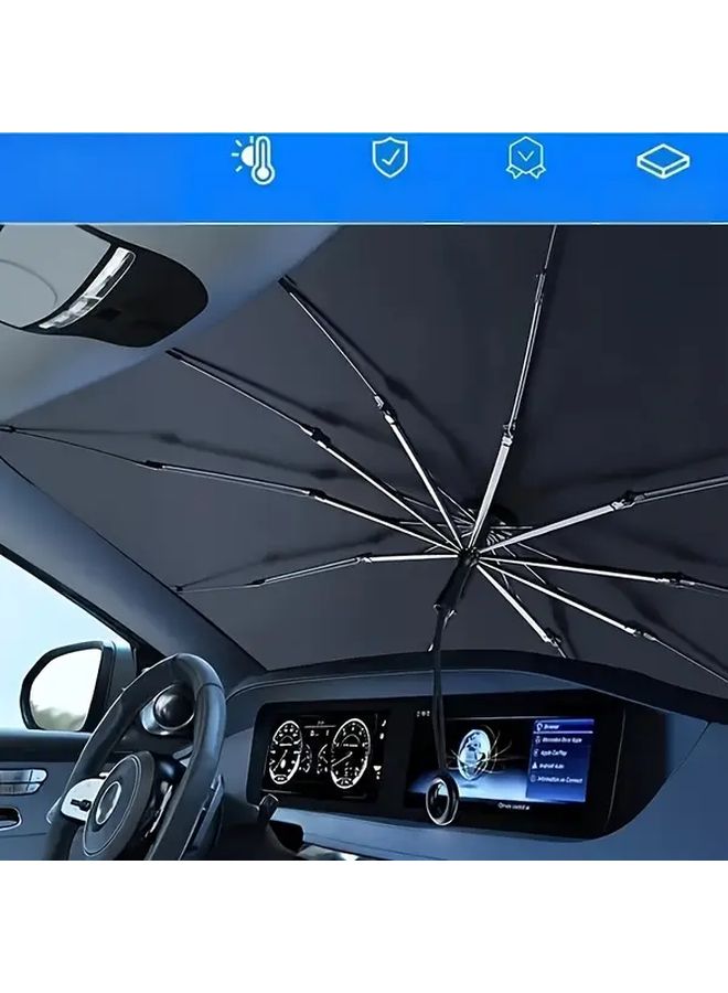 Silvery Car Windshield Sunshade Heat Insulating Blackout Cover Umbrella for Travel Camping - Image 5
