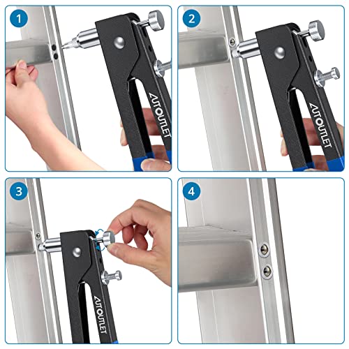 AUTOUTLET Professional Rivet Gun Pop Rivet Gun Kit with 86PCS M3/M4/M5/M6/M8 Threaded Rivet Nut and Rivets Wrench for Furniture, Decoration, Car, Trailer, Boat - Image 4