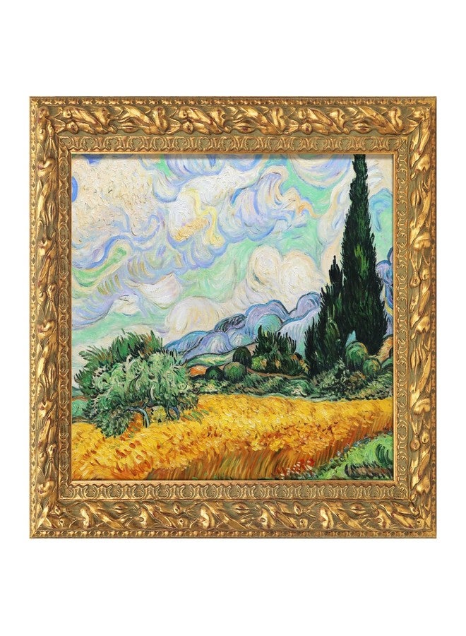 FOLKOR Solid Wood Ornate Canvas Frame for 12x16 Oil Painting Art Prints, Golden Frame for Living Room Wall Decor, No Backboard - Image 1
