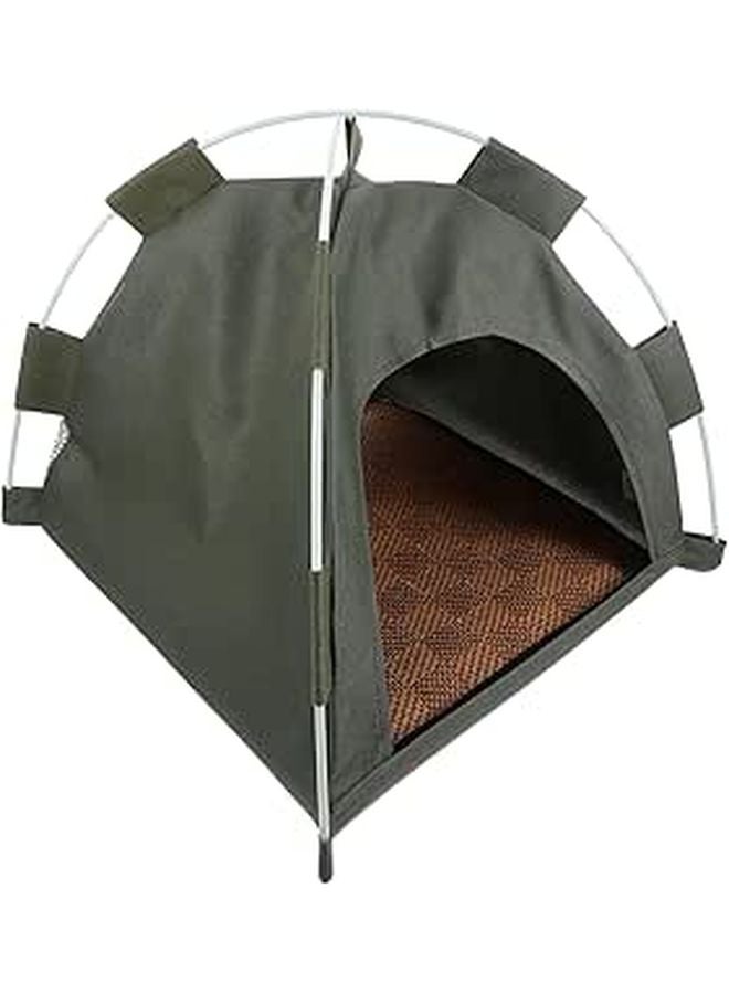 Foldable Pet Tent Breathable Indoor Outdoor Cat Dog Bed Green 35x35x30cm - Image 1