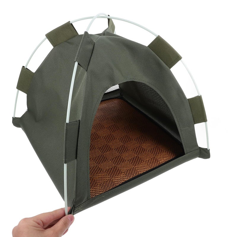 Foldable Pet Tent Breathable Indoor Outdoor Cat Dog Bed Green 35x35x30cm - Image 4