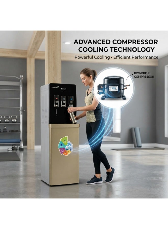Videocon Bottom Loading Water Dispenser | Hot, Cold & Normal Water |  Compressor Cooling | Child Safety Lock | Water Level Indicator Sensor | 5L/hr Heating & 2L/hr Cooling - VWDBLGL10 - Image 3