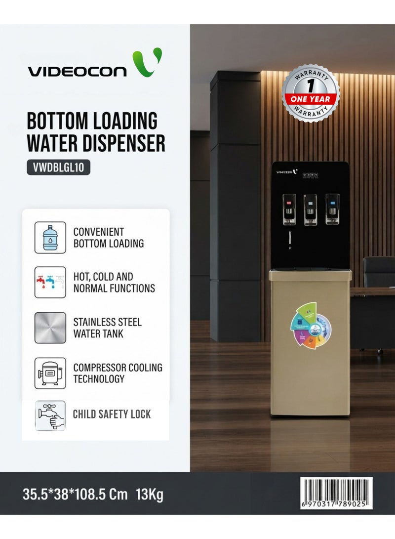 Videocon Bottom Loading Water Dispenser | Hot, Cold & Normal Water |  Compressor Cooling | Child Safety Lock | Water Level Indicator Sensor | 5L/hr Heating & 2L/hr Cooling - VWDBLGL10 - Image 2