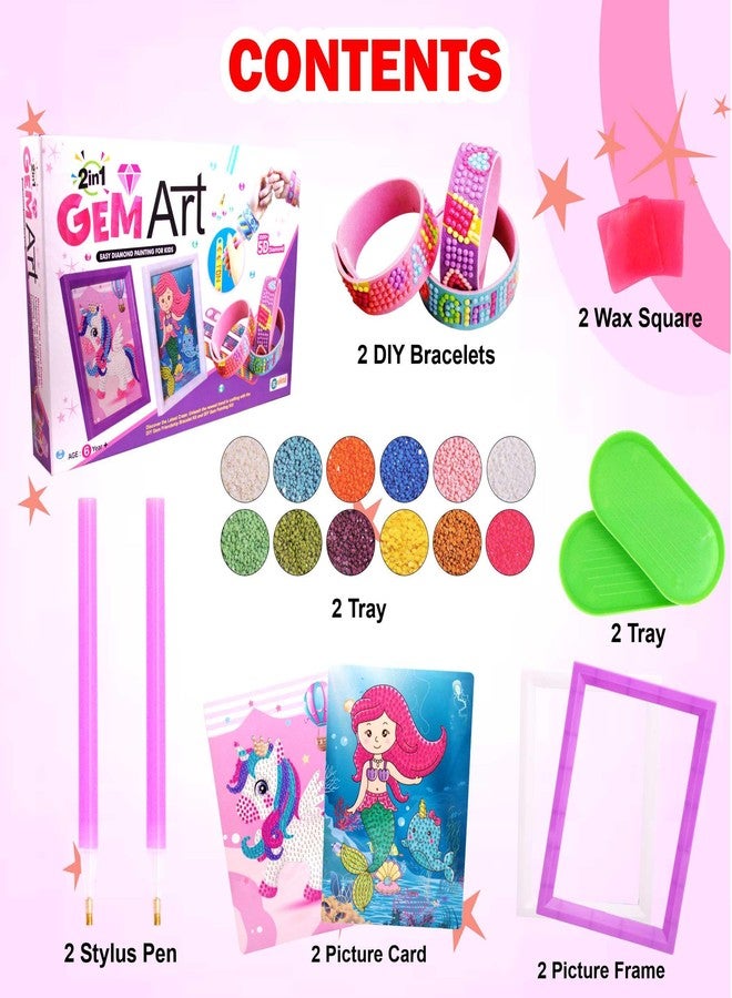 EKTA 2-in-1 Gem Art Craft Kit for Kids, DIY Easy Diamond Painting & Friendship Bracelet Making Set with 3000+ 5D Diamonds, Perfect for Creative Play, Skill Development & Gifts – Suitable for Ages 6+ - Image 2