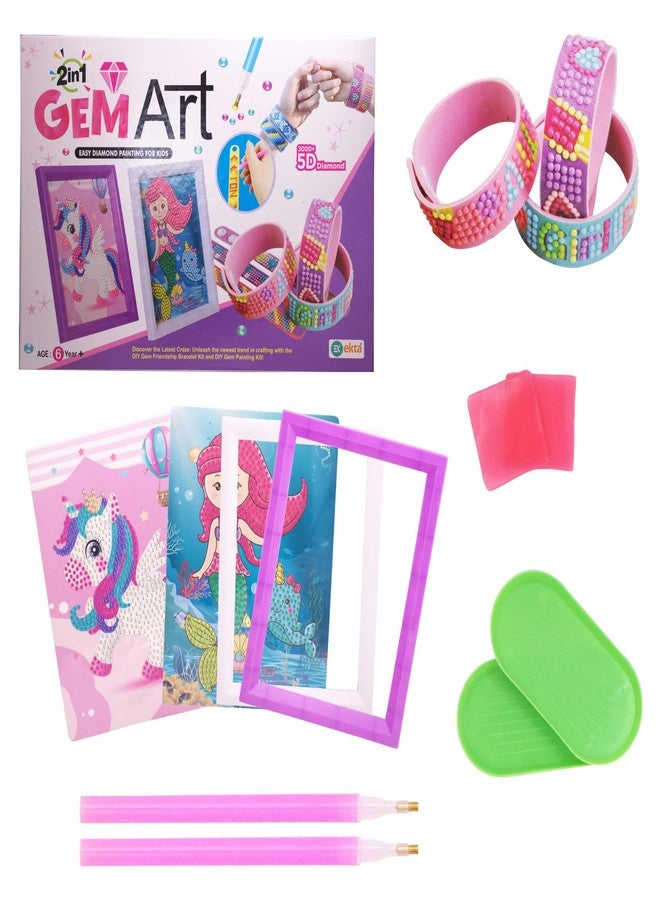 EKTA 2-in-1 Gem Art Craft Kit for Kids, DIY Easy Diamond Painting & Friendship Bracelet Making Set with 3000+ 5D Diamonds, Perfect for Creative Play, Skill Development & Gifts – Suitable for Ages 6+ - Image 1