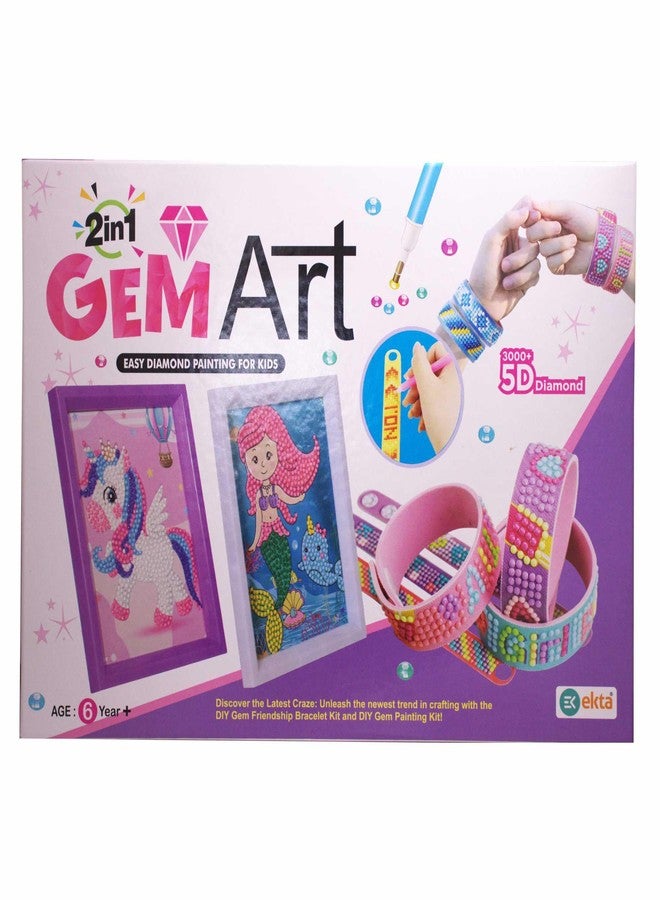 EKTA 2-in-1 Gem Art Craft Kit for Kids, DIY Easy Diamond Painting & Friendship Bracelet Making Set with 3000+ 5D Diamonds, Perfect for Creative Play, Skill Development & Gifts – Suitable for Ages 6+ - Image 4