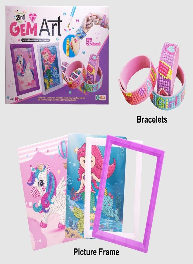 EKTA 2-in-1 Gem Art Craft Kit for Kids, DIY Easy Diamond Painting & Friendship Bracelet Making Set with 3000+ 5D Diamonds, Perfect for Creative Play, Skill Development & Gifts – Suitable for Ages 6+ - Image 3
