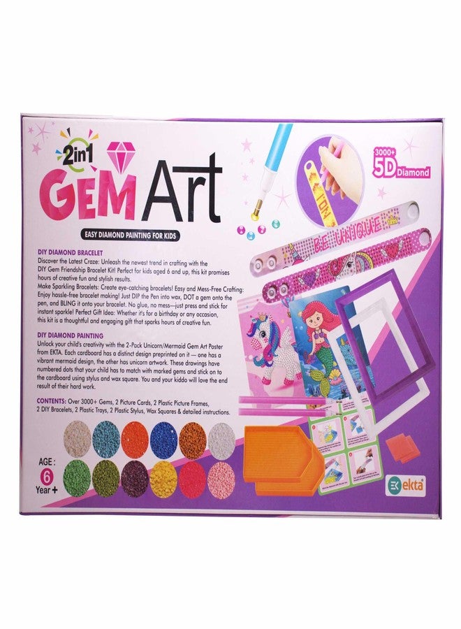 EKTA 2-in-1 Gem Art Craft Kit for Kids, DIY Easy Diamond Painting & Friendship Bracelet Making Set with 3000+ 5D Diamonds, Perfect for Creative Play, Skill Development & Gifts – Suitable for Ages 6+ - Image 5