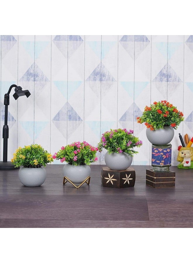 Dekorly® Artificial Potted Plants Bathroom Fake Multicolor Plant Office Table Decor Mini Green Faux Topiary Kitchen Cabinet Farmhouse Decorations | Pack of 4 - Image 1