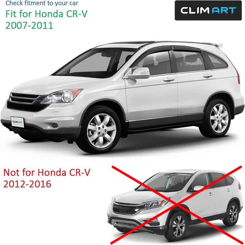 CLIM ART حراس المطر المتينين من CLIM ART لسيارة هوندا CR-V (CRV) 2007-2011 - واقيات نوافذ داكنة الدخان، 4 قطع - Image 5