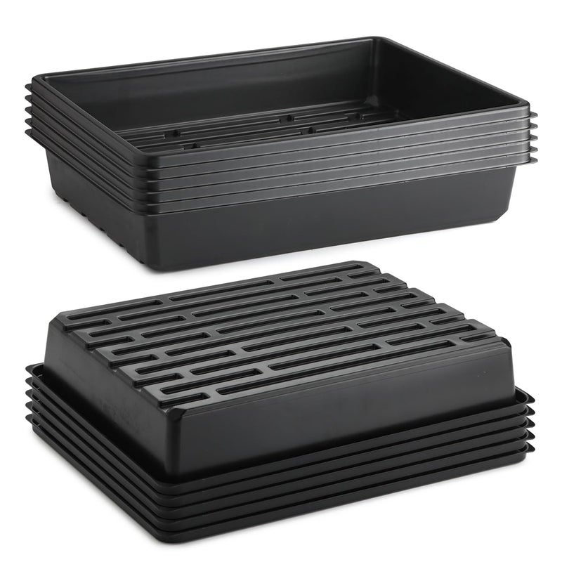 RooTrimmer 10 Pack Seed Starter Trays - Heavy Duty Plastic Flats, Fits 54 Cell Plug Tray, Seedling Tray for Carrying and Holding Plant Nursery Pot,Seed Germination & Plant Propagation (TD377) - Image 1
