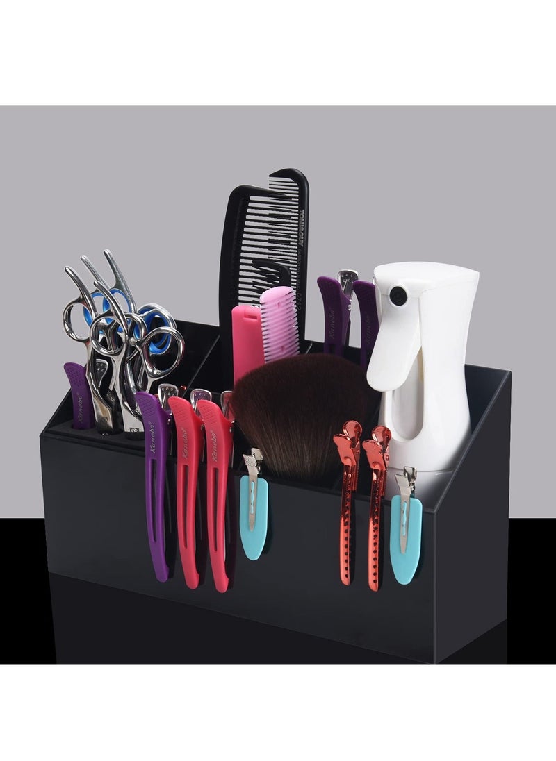 Y&D SYOSI Hairdressing Scissors Holder Shears Professional Barber Shop Scissor Organizer Stand for Hair Salon Storage Racks Tool Box Hairstyling Combs Clips Black  - Image 2