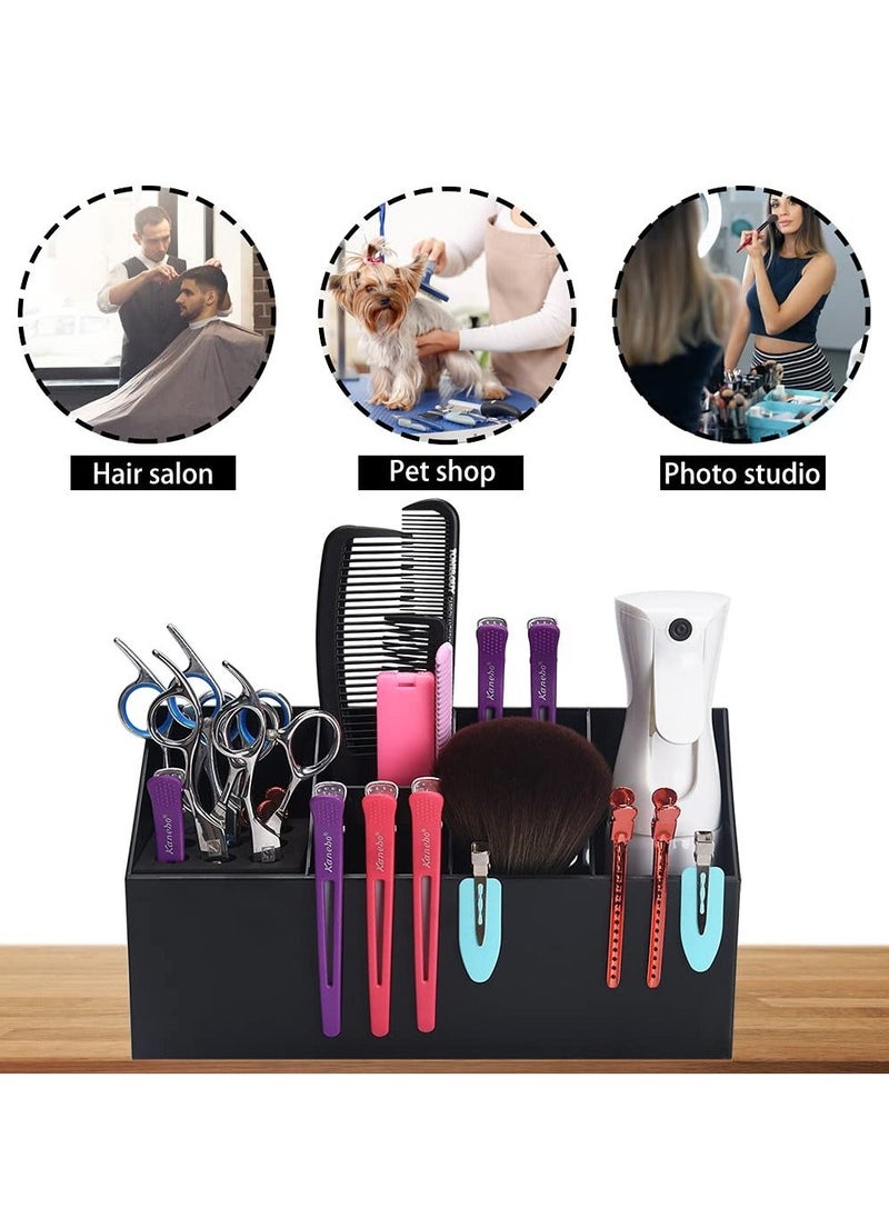 Y&D SYOSI Hairdressing Scissors Holder Shears Professional Barber Shop Scissor Organizer Stand for Hair Salon Storage Racks Tool Box Hairstyling Combs Clips Black  - Image 5