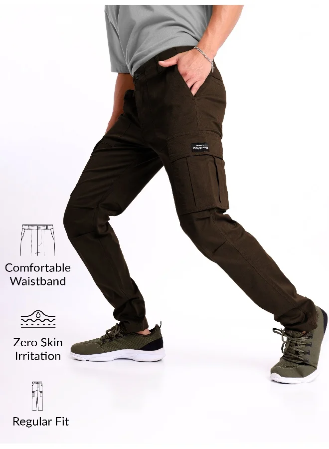Beyoung Chocolate Brown Signature Cargo Pants