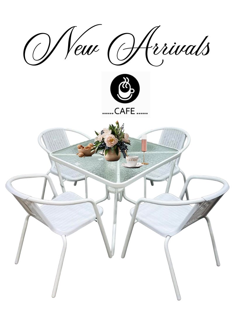 Living Set Of 5 Pieces, Outdoor Patio Garden Table With 4 Chair Set  - Image 4