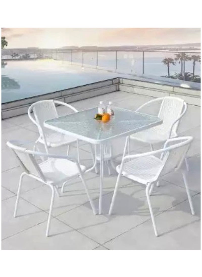 Living Set Of 5 Pieces, Outdoor Patio Garden Table With 4 Chair Set  - Image 3