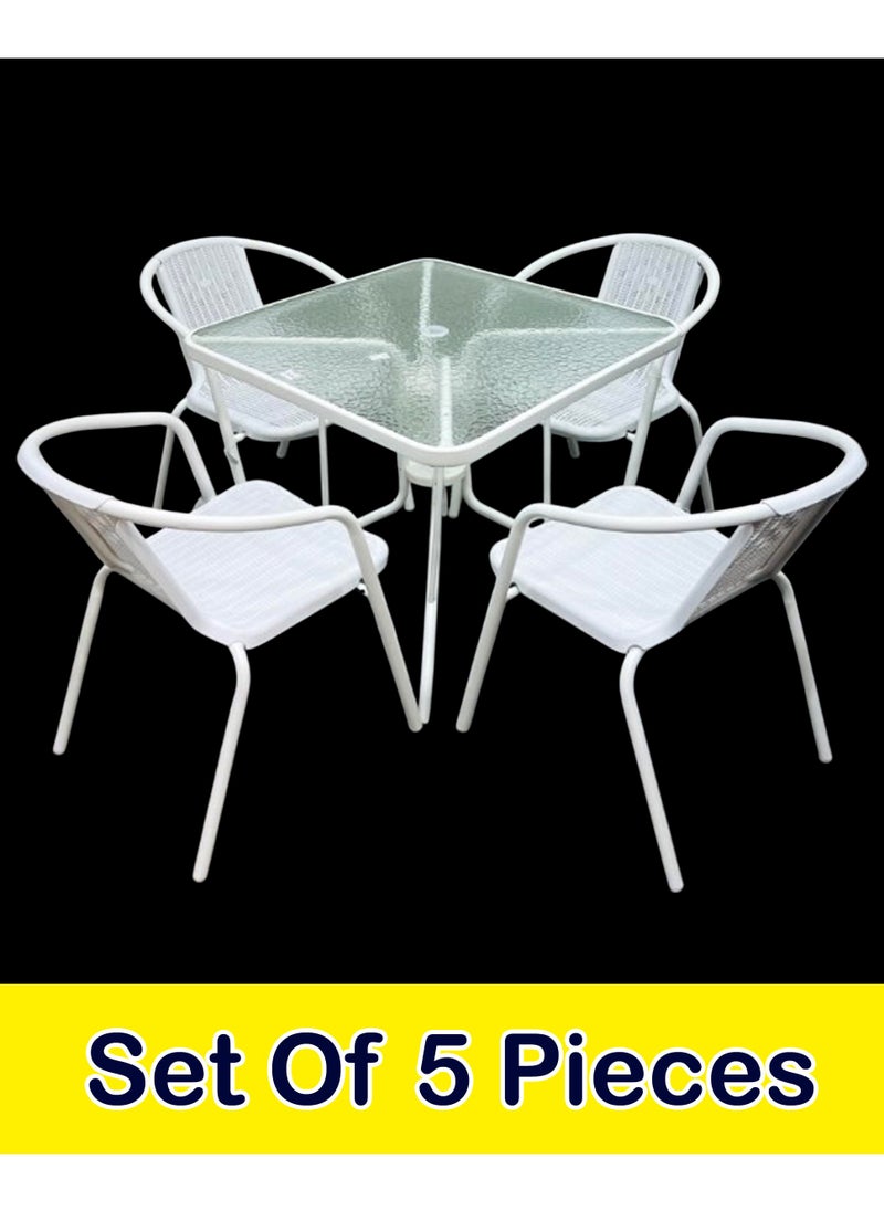 Living Set Of 5 Pieces, Outdoor Patio Garden Table With 4 Chair Set  - Image 1