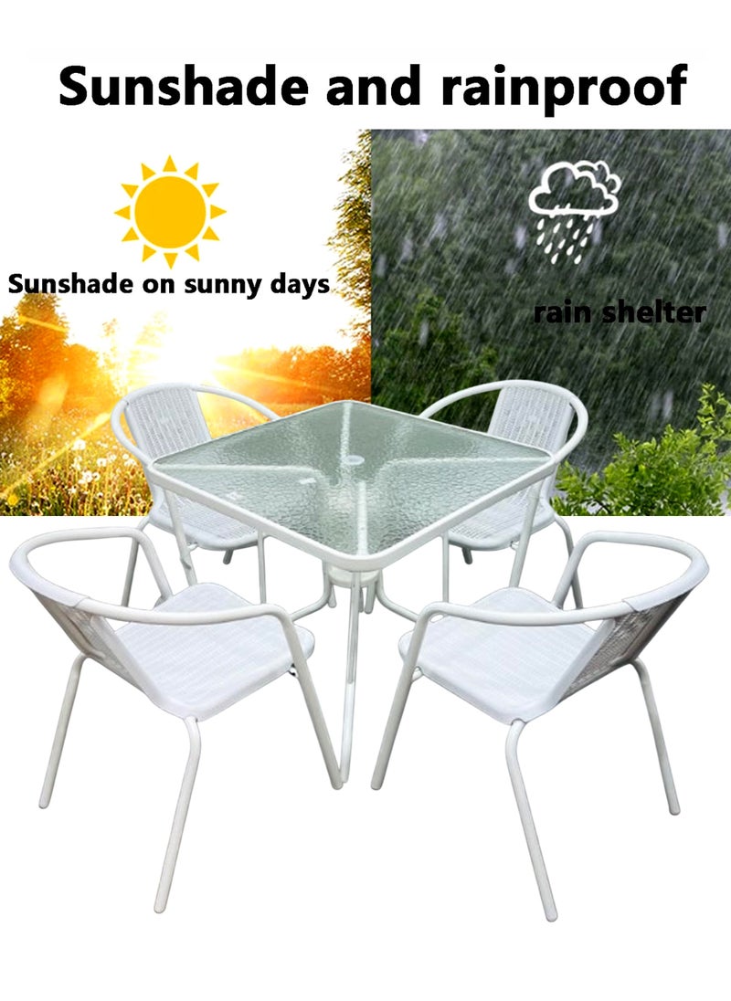 Living Set Of 5 Pieces, Outdoor Patio Garden Table With 4 Chair Set  - Image 5