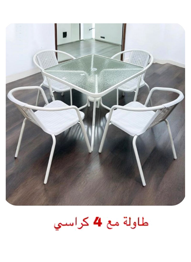 Living Set Of 5 Pieces, Outdoor Patio Garden Table With 4 Chair Set  - Image 2