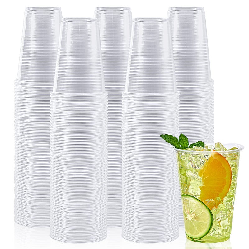 Lilymicky 500 Pack 9 oz Clear Plastic Cups Disposable Drinking Cups Plastic Party Cups for Birthday Parties Picnics Ceremonies and Any Events