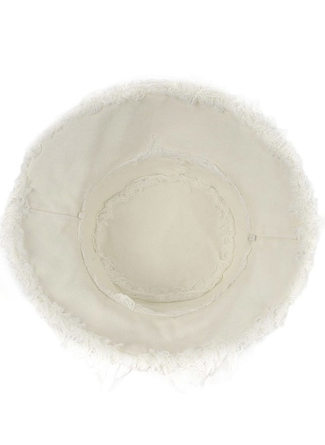 Zylioo Extra Big Floppy Bucket Sun Hat,Frayed Foldable Bucket Hats,Trendy UV Fishing Hat for Big Heads Beige  - Image 3