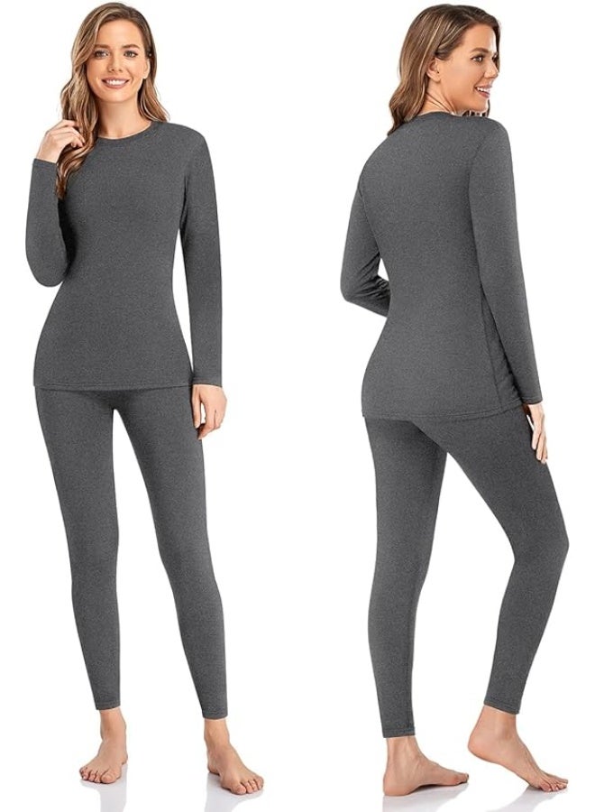 TIKNAL Women’s Thermal Underwear Fleece-Lined Soft Base Layer with Cashmere-Like Feel for Winter Gray - Image 4