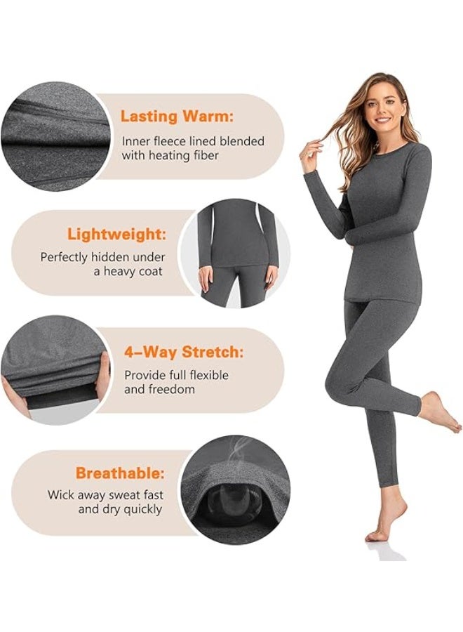 TIKNAL Women’s Thermal Underwear Fleece-Lined Soft Base Layer with Cashmere-Like Feel for Winter Gray - Image 5