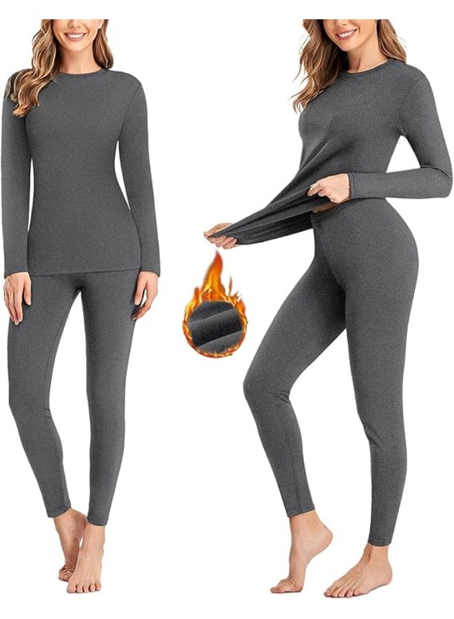 TIKNAL Women’s Thermal Underwear Fleece-Lined Soft Base Layer with Cashmere-Like Feel for Winter Gray - Image 1