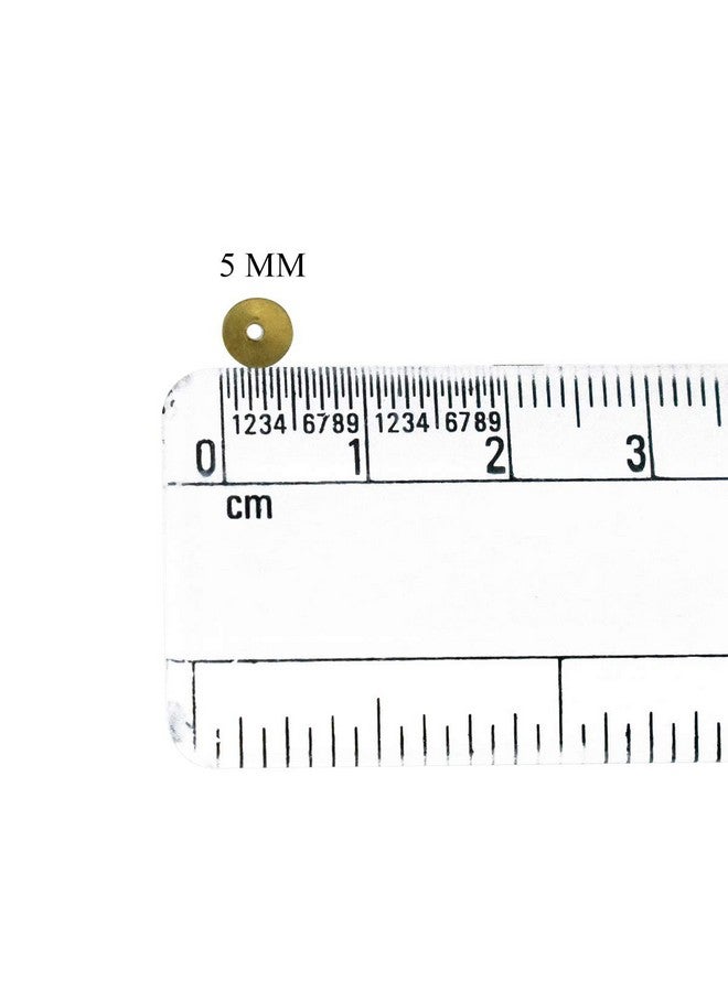 إمبرويدوري ماتيريال مادة تطريز، ثقب وسطي، شكل دائري، ترتر معدني لامع من النحاس الأصفر، لصنع المجوهرات، والحرف اليدوية، والتطريز، والأعمال اليدوية (5 مم، ذهبي عتيق، 100 جرام) - Image 2