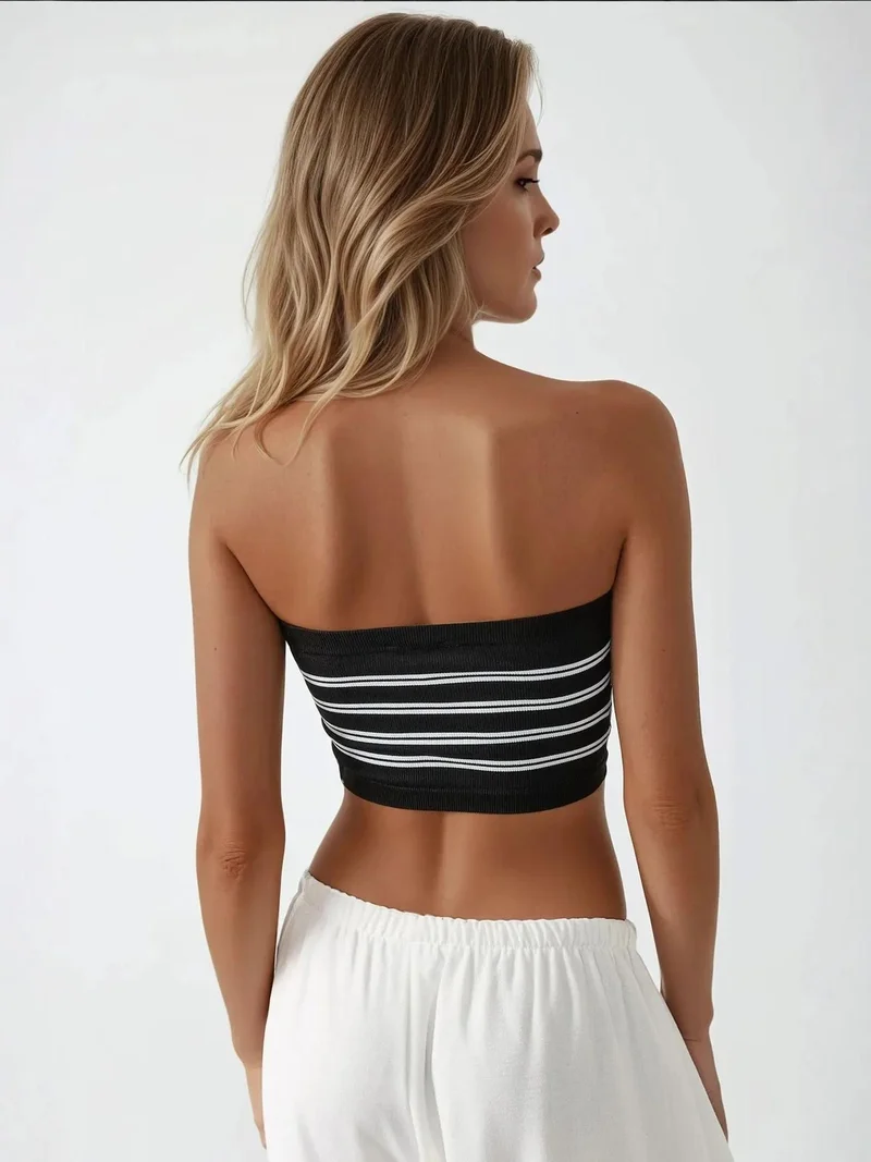 HICCUP Strapless Striped Ribbed Crop Top Busem Collection