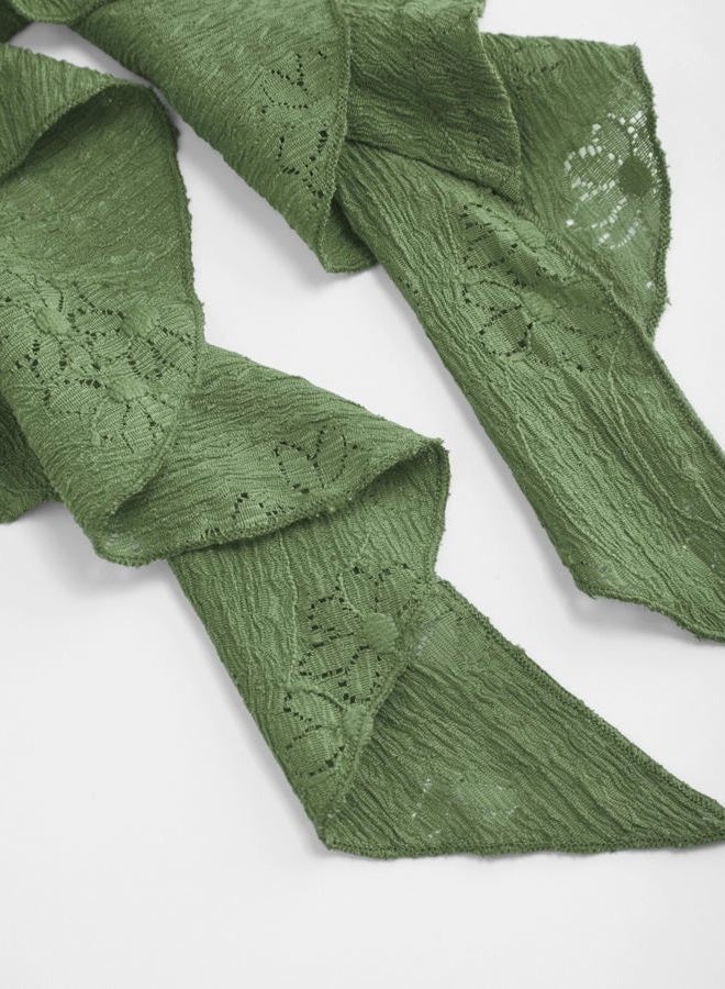 CIDER Womens Going Out Tops Lace Bell Long Sleeve Square Neck Ruffle Tie Front Tops, Green, M - Image 5