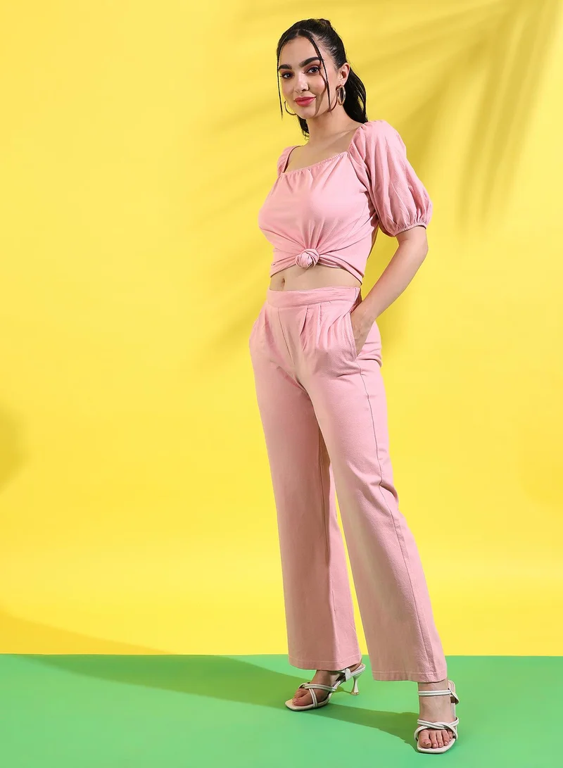 كامبوس سوترا طقم نسائي بخصر معقود سادة