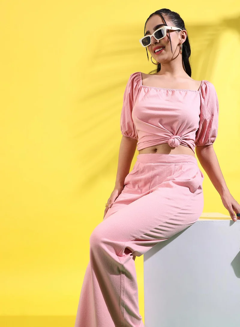 كامبوس سوترا طقم نسائي بخصر معقود سادة