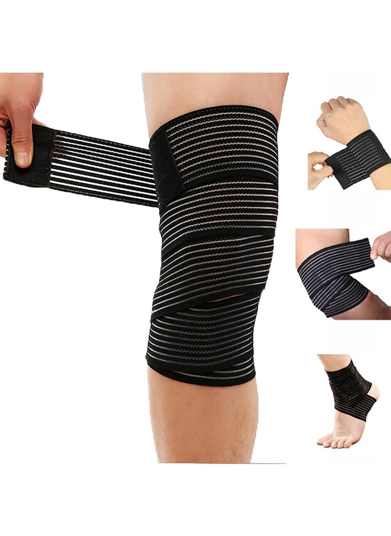 Sweet seven Elastic Calf Compression Bandage - Stabilizing Leg Sleeve for Men and Women, Joint Pain Relief, Sports - Adjustable Black (4 Pieces, 180 cm)  - Image 2